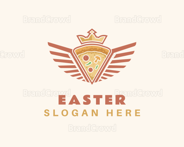 Retro Crown Pizza Wings Logo