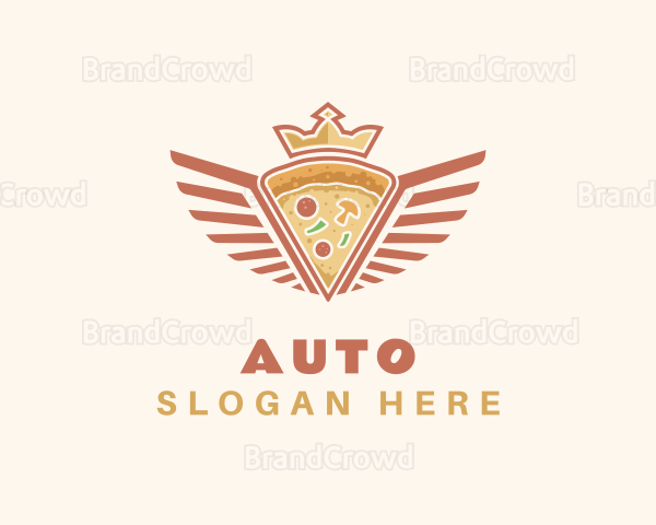Retro Crown Pizza Wings Logo