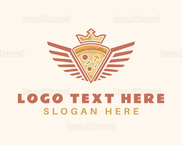 Retro Crown Pizza Wings Logo