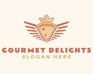 Retro Crown Pizza Wings logo design