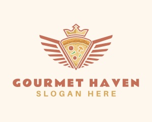 Retro Crown Pizza Wings logo design