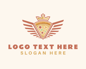 Retro Crown Pizza Wings Logo