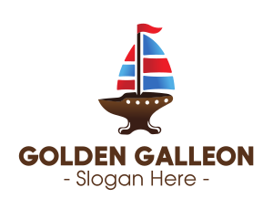 Galleon - Iron Galleon Ship logo design