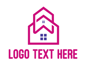 Yellow House - Pink House Outline logo design