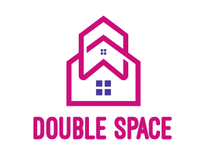 Duplex - Pink House Outline logo design