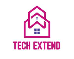 Extension - Pink House Outline logo design