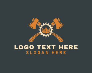 Log - Woodworking Axe  Saw Cutter logo design