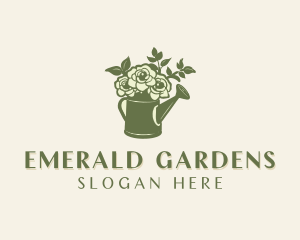 Rose Gardening Watering Can  logo design