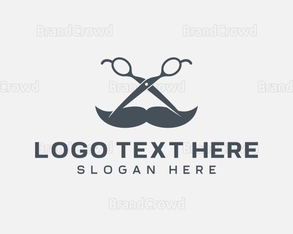 Grooming Scissors Mustache Logo