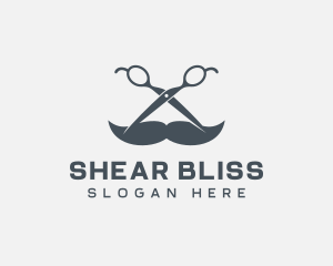 Grooming Scissors Mustache logo design