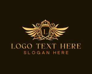 Wealth - Crest Crown Wings logo design