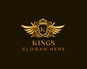 Crest Crown Wings logo design