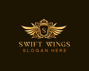 Crest Crown Wings logo design