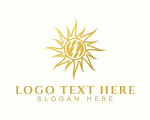 Charge - Thunderbolt Solar Sun logo design
