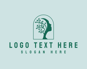 Meditation - Tree Leaf Face logo design