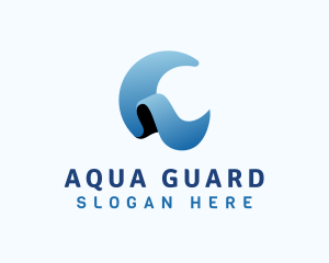 Lifeguard - Water Wave Letter C logo design