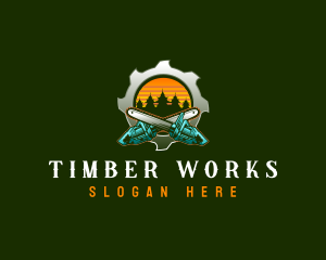 Chainsaw Timber Cutter logo design