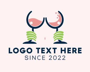 Breast - Sexy Alcohol Boob Bar logo design