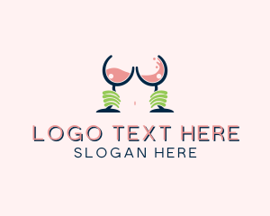 Breast - Sexy Alcohol Boob Bar logo design