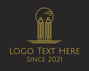 Outline - Golden Building Outline logo design