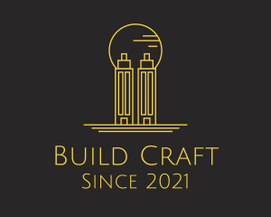 Golden Building Outline  logo design