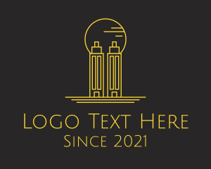 City - Golden Building Outline logo design
