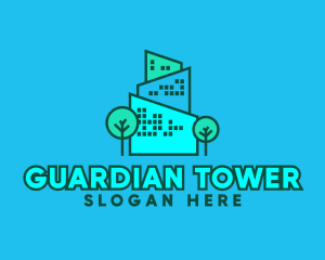 Skyscraper Tree Building logo design