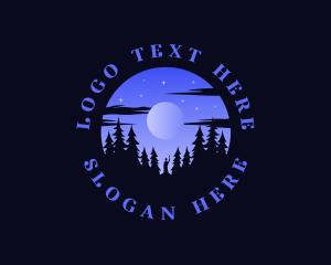 Woods - Night Moon Forest logo design
