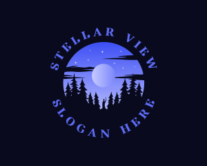 Stargazing - Night Moon Forest logo design
