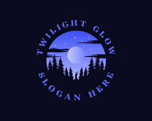 Dusk - Night Moon Forest logo design