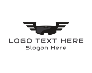 Modern VR Goggle Wing logo design