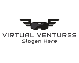 Modern VR Goggle Wing logo design