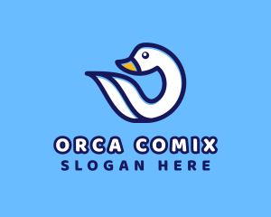 White - Swan Bird Animal logo design