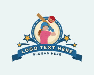 Batsman - Cricket Female Player logo design