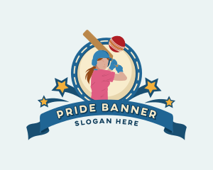 Cricket Female Player logo design