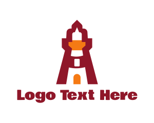 Navy - Red Lighthouse Tower logo design