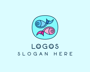 Swimming Pet Fish Logo