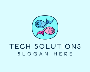 Swimming Pet Fish Logo