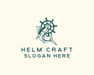 Helm - Swordfish Ship Helm logo design