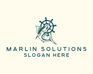 Marlin - Swordfish Ship Helm logo design