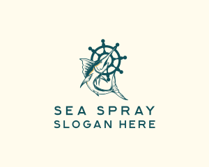 Swordfish Ship Helm logo design