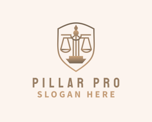 Pillar Justice Scale Shield  logo design