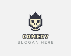 Pixel Skull Arcade Logo