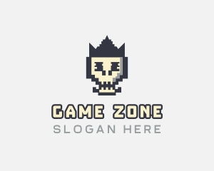 Pixel Skull Arcade logo design