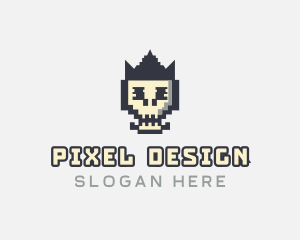 Pixel Skull Arcade logo design