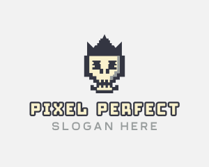 Pixel Skull Arcade logo design