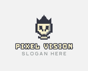 Pixel Skull Arcade logo design