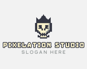 Pixel Skull Arcade logo design