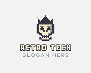 Pixel Skull Arcade logo design