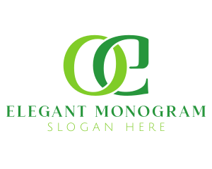 Monogram - Green Letter OE Monogram logo design